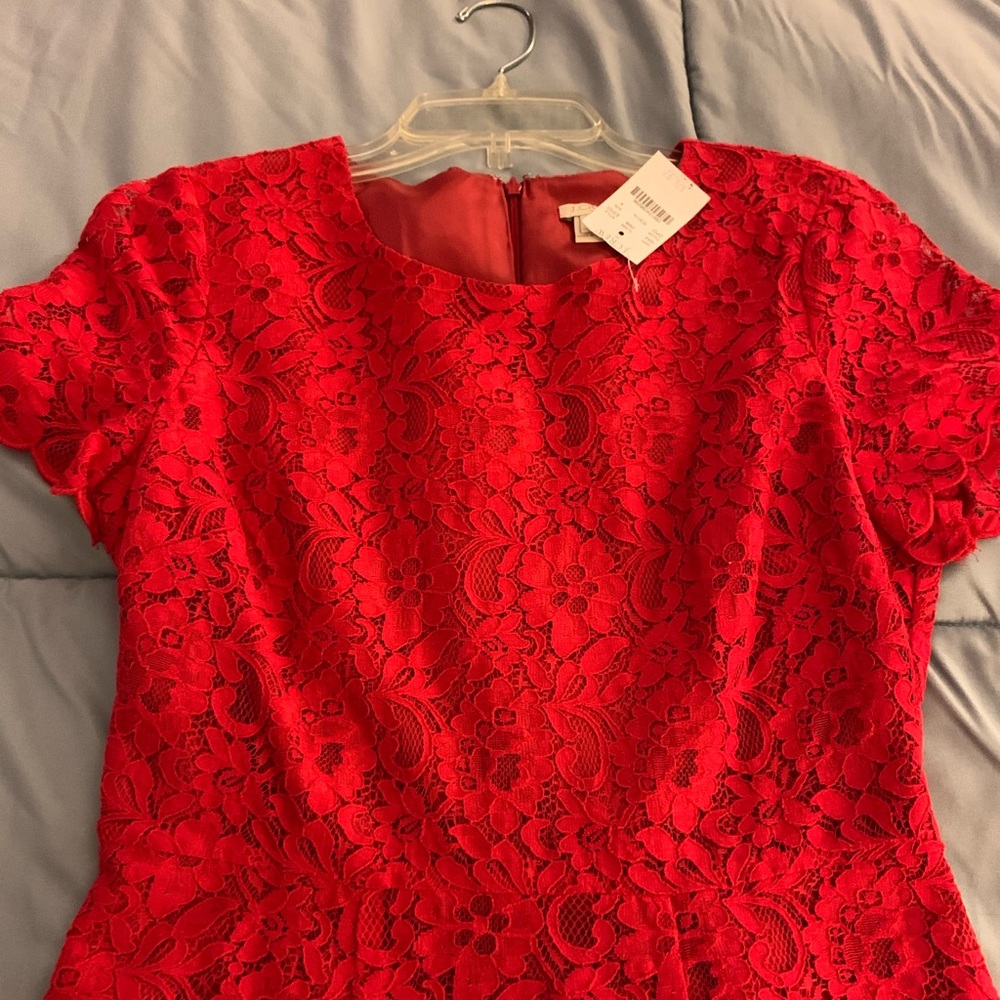 New with tags JCrew red lace dress - Picture 2 of 4